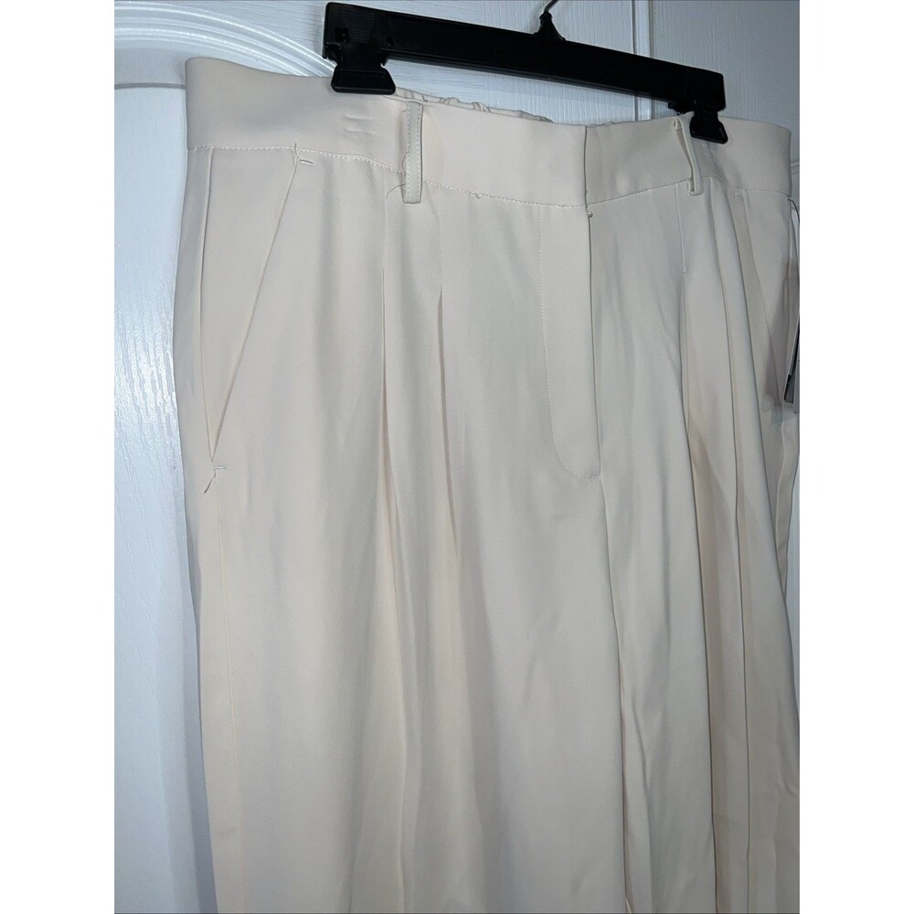 French Connection Women Wide Leg Trouser Color Cream XL Office Casual Preppy NWT - Picture 2 of 16